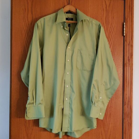 Izod Lime Green Button Down Dress Shirt Sz L - Picture 1 of 5